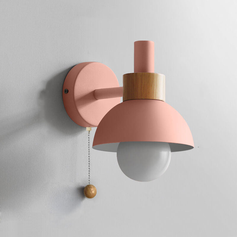 Aplique de Pared Nórdico con Madera e Interruptor de Cordón