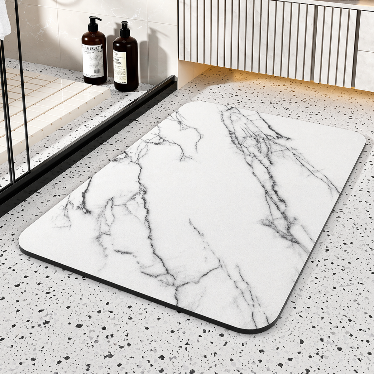 Alfombrilla de Baño de Diatomeas Efecto Mármol Secado Rápido