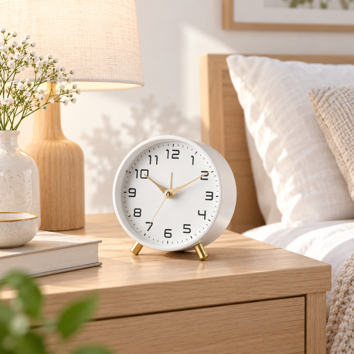 Reloj de Mesa Silencioso a Pilas Estilo Nórdico, 6 Colores