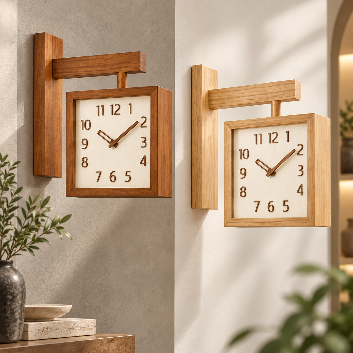 Reloj de Pared de Esquina, Madera Maciza, Péndulo y Cristal