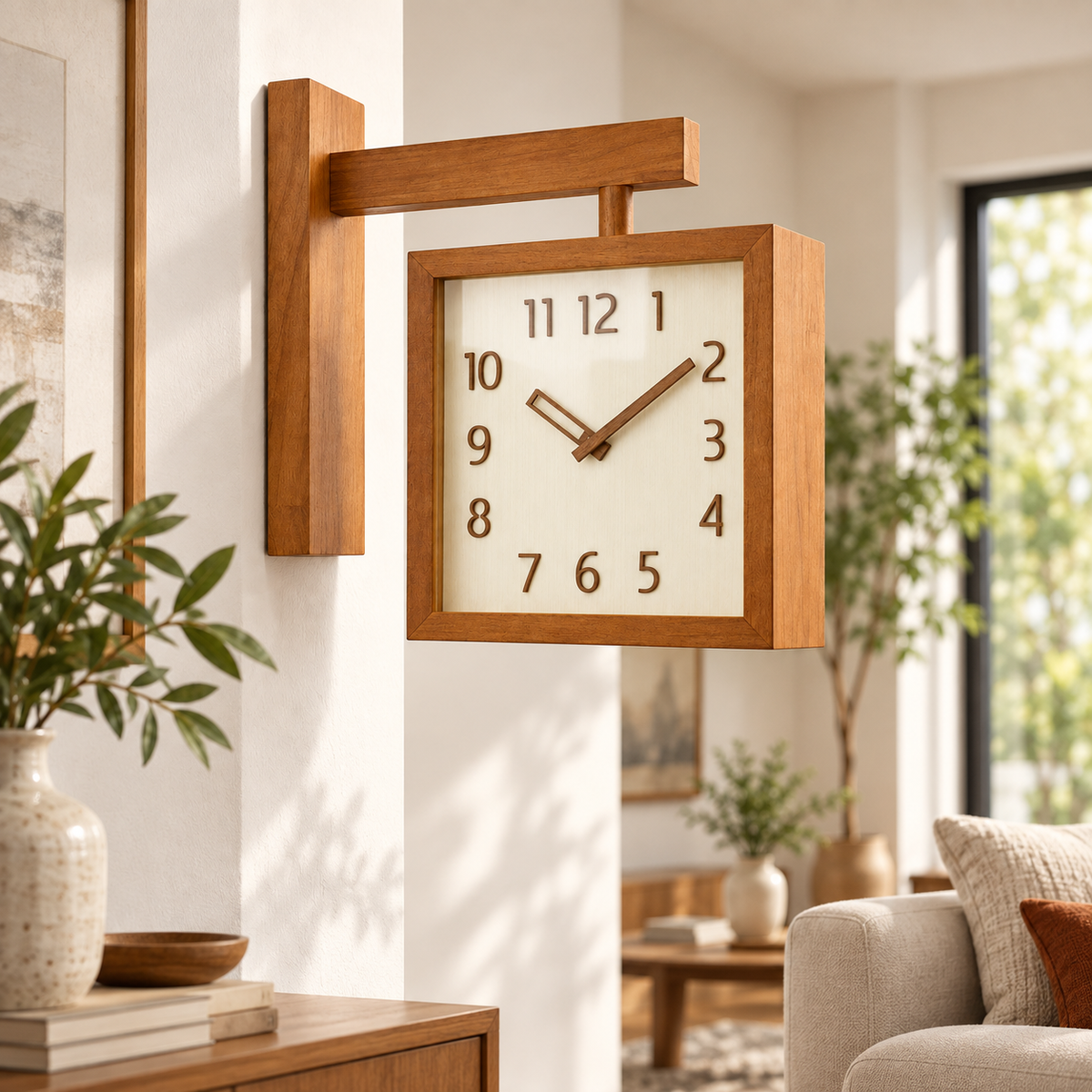 Reloj de Pared de Esquina, Madera Maciza, Péndulo y Cristal