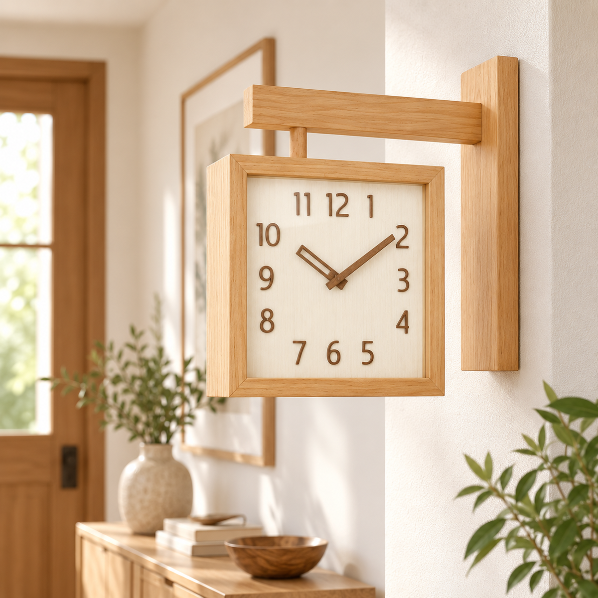 Reloj de Pared de Esquina, Madera Maciza, Péndulo y Cristal