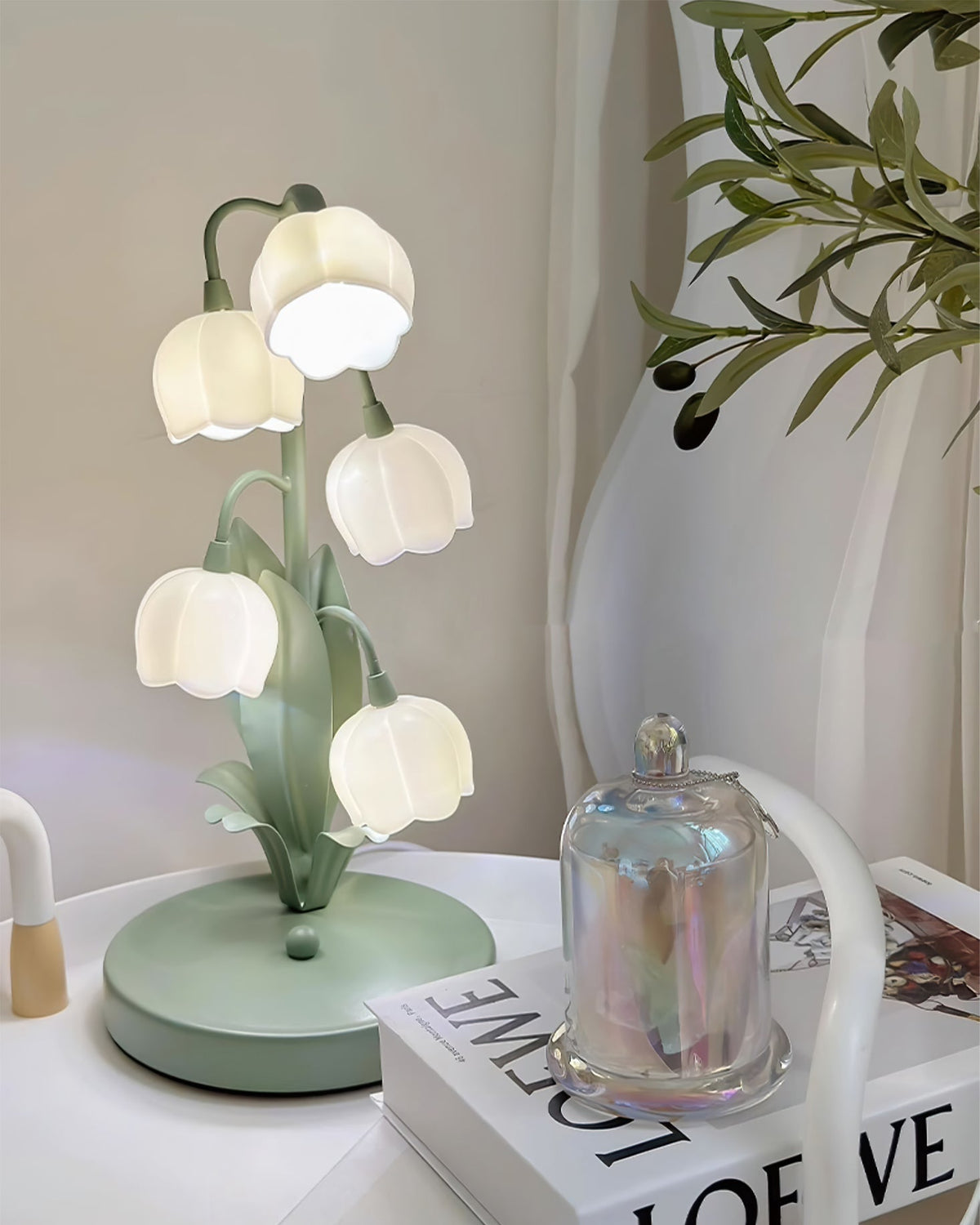 Lámpara de Mesa Bell Orchid Floral Elegante de 36 cm