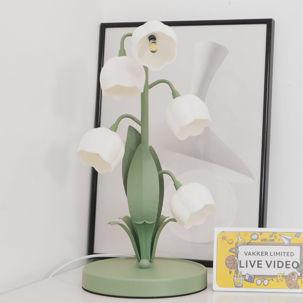 Lámpara de Mesa Bell Orchid Floral Elegante de 36 cm