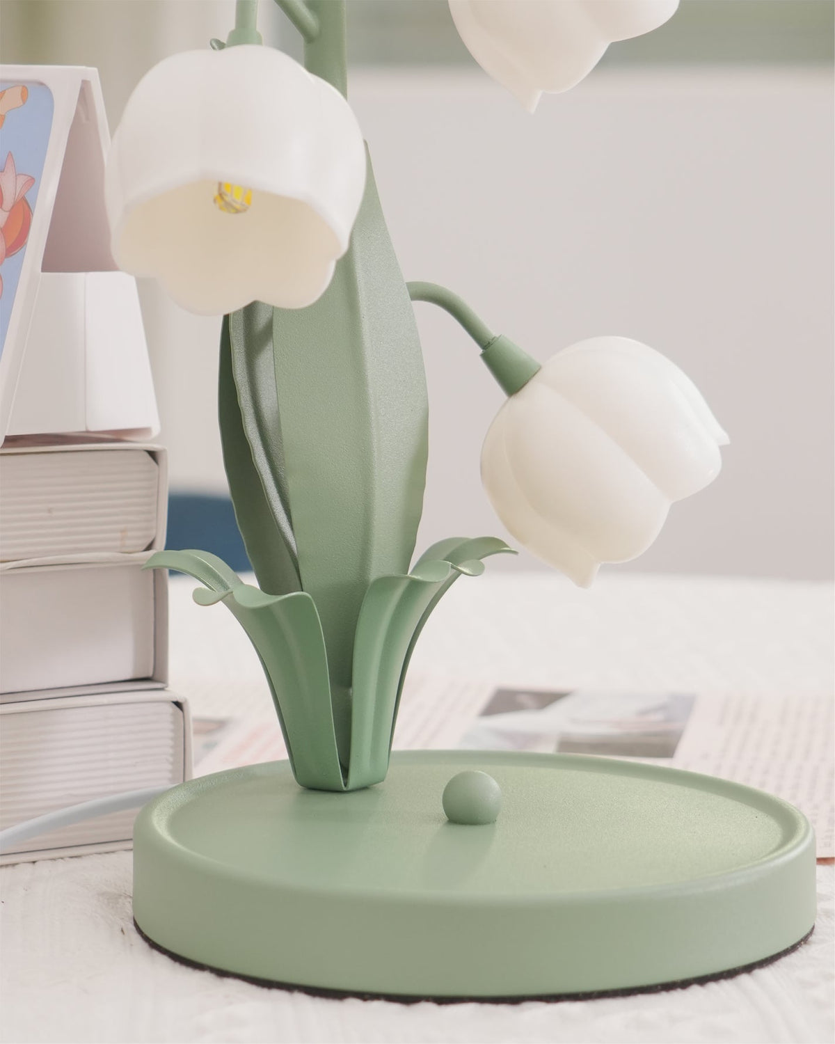 Lámpara de Mesa Bell Orchid Floral Elegante de 36 cm