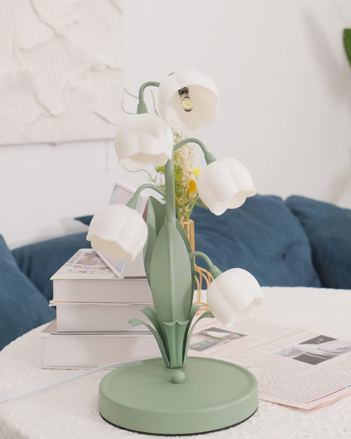 Lámpara de Mesa Bell Orchid Floral Elegante de 36 cm