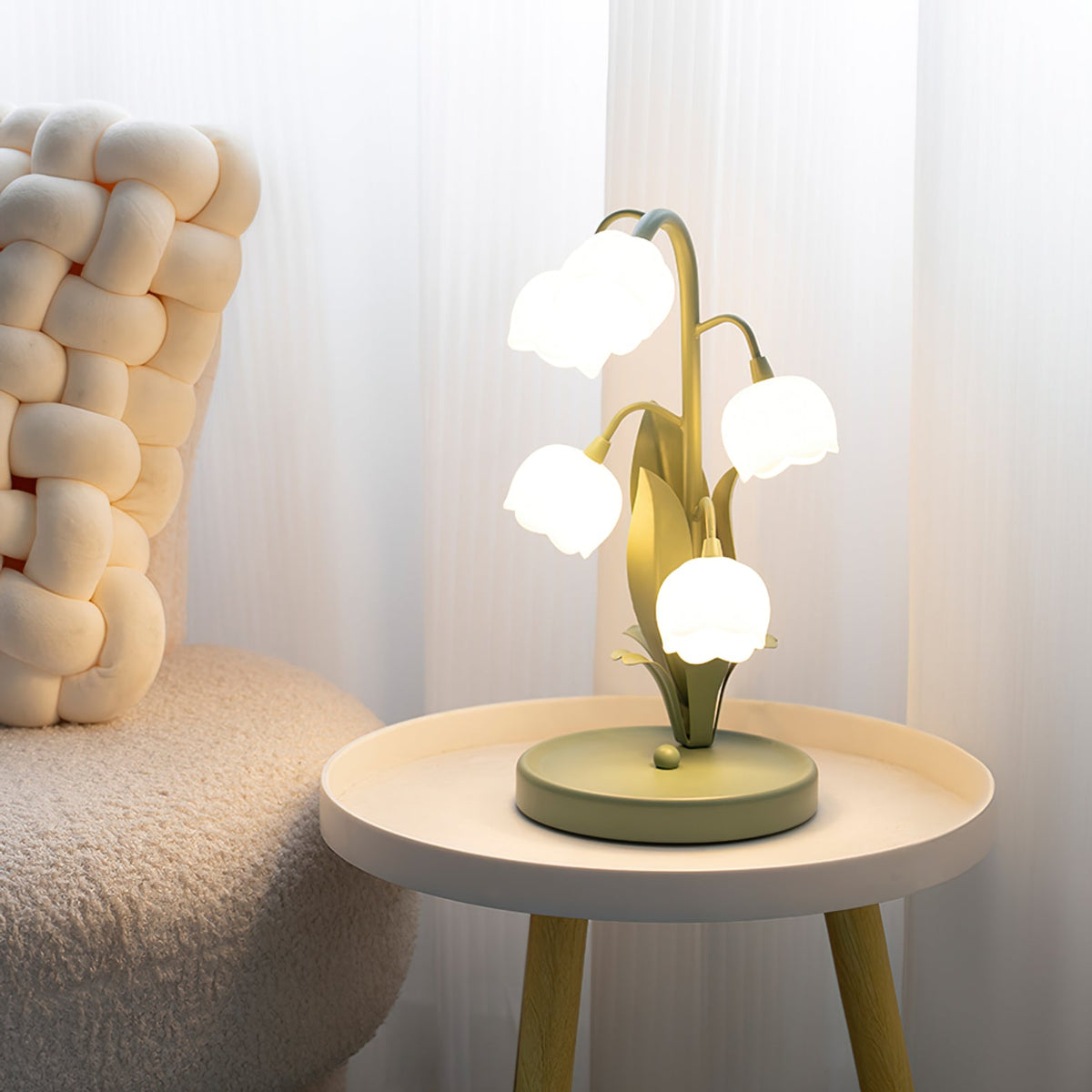 Lámpara de Mesa Bell Orchid Floral Elegante de 36 cm