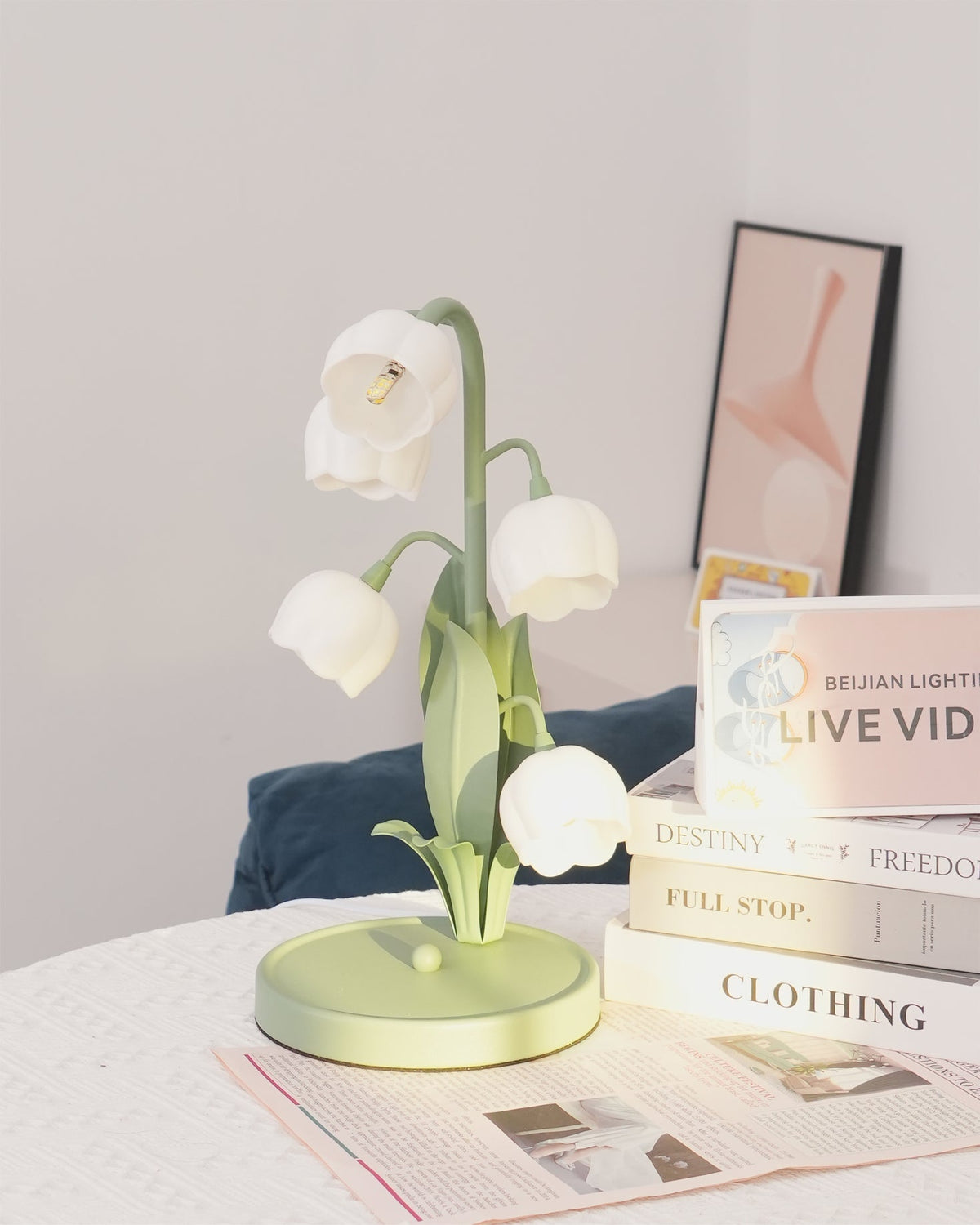 Lámpara de Mesa Bell Orchid Floral Elegante de 36 cm