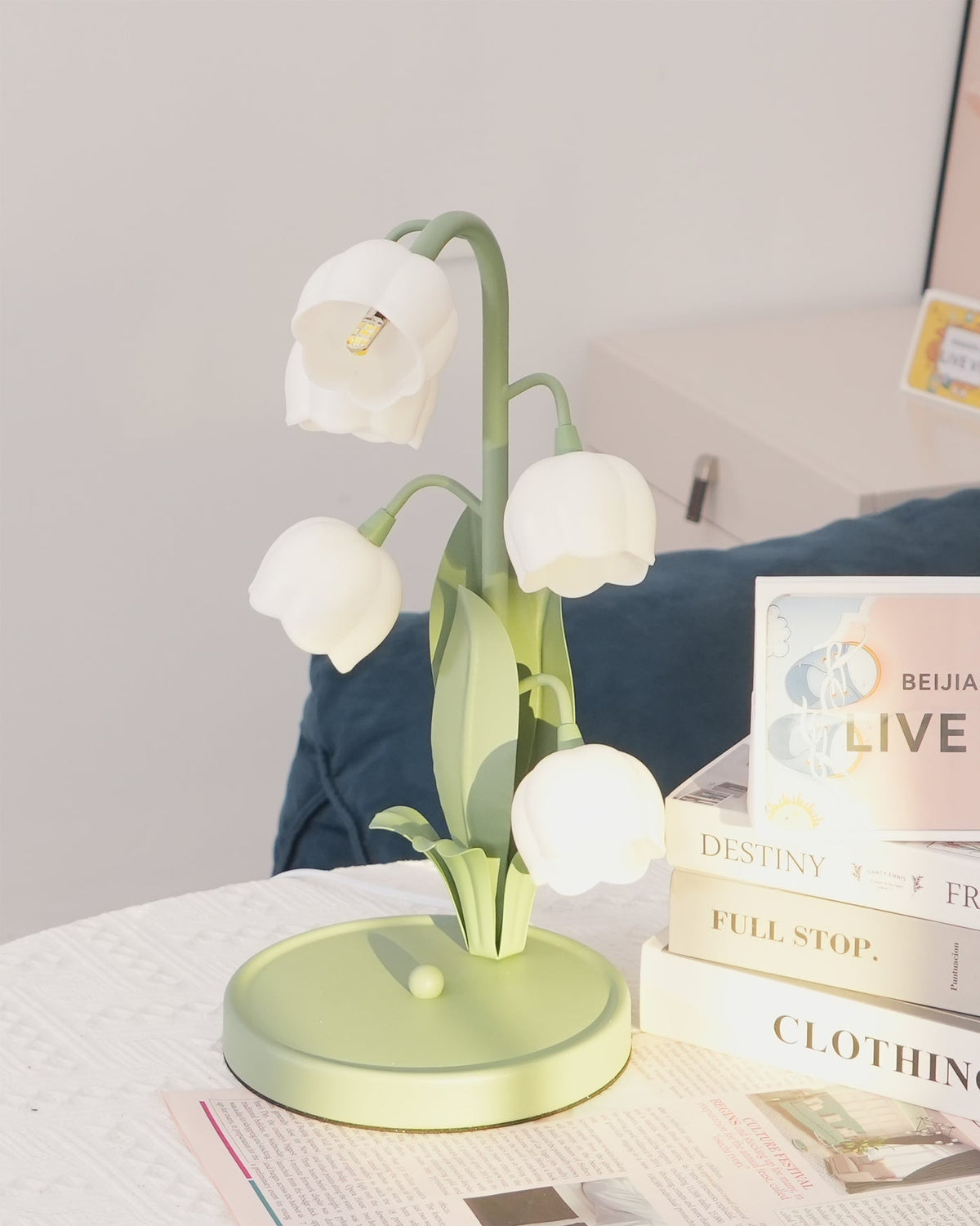 Lámpara de Mesa Bell Orchid Floral Elegante de 36 cm