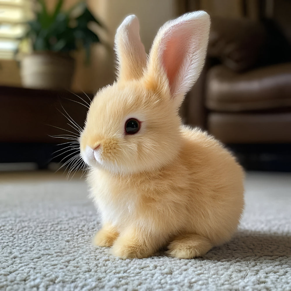 Figura de Conejo Realista Sentado Interactivo para el Hogar