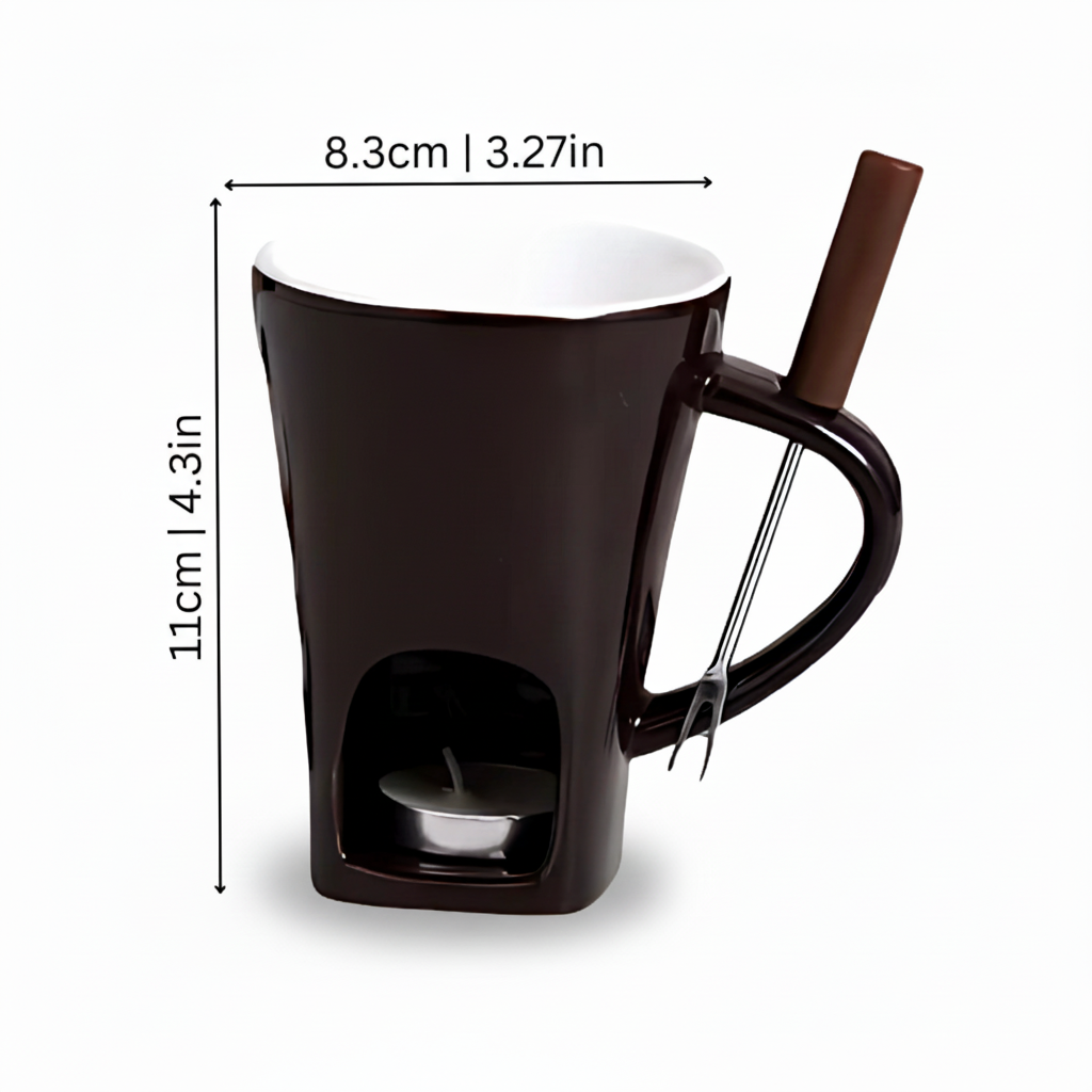 Juego de Fondue de Cerámica con Vela para Chocolate y Queso