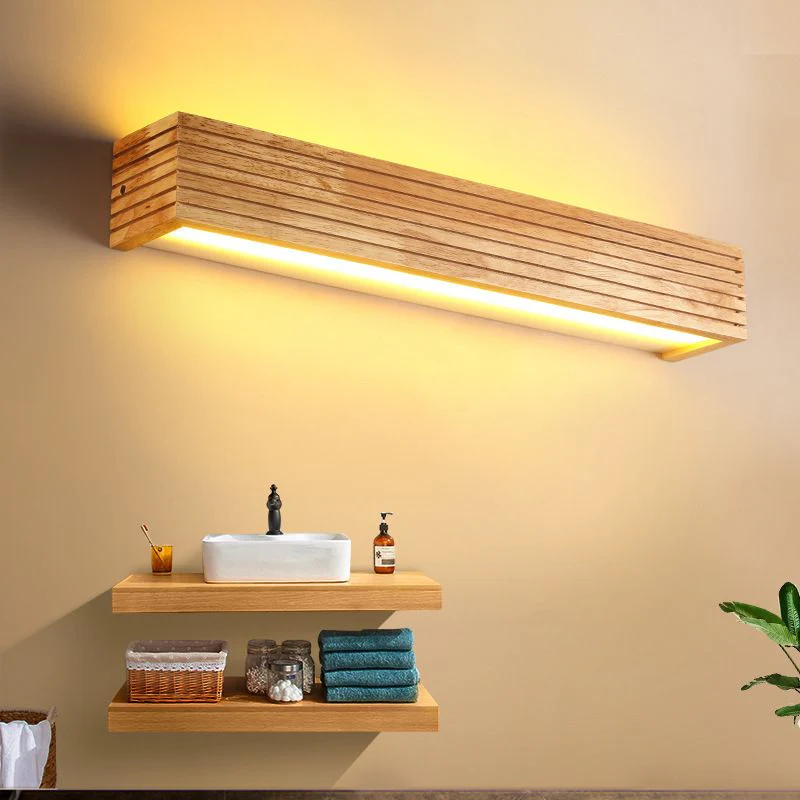 Aplique de Pared LED de Madera Minimalista para Dormitorio