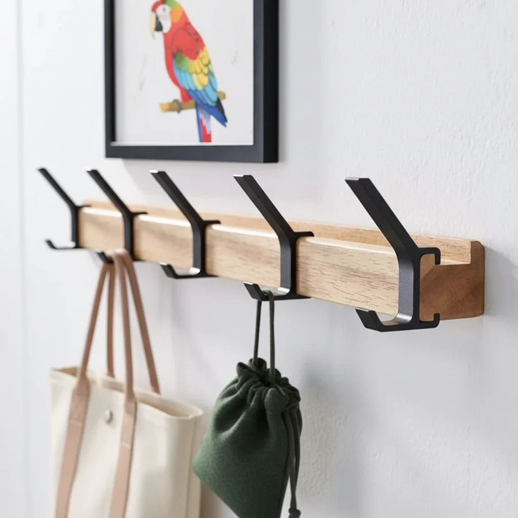 Perchero de Pared Escandinavo de Madera para Recibidor
