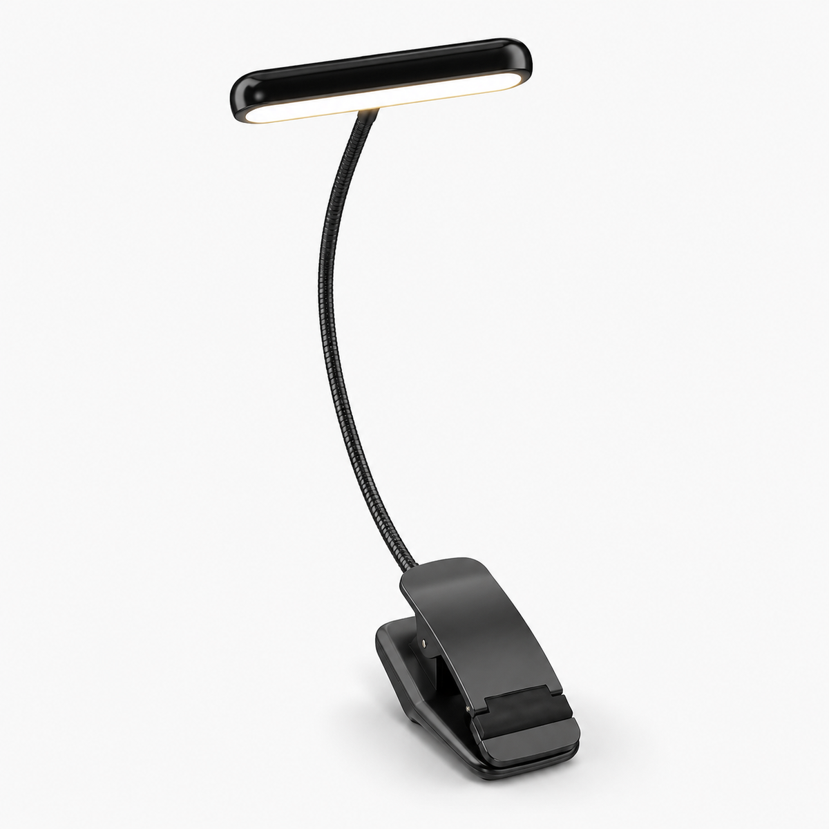 Luz de Lectura con Pinza LED Recargable USB, Cuello Flexible