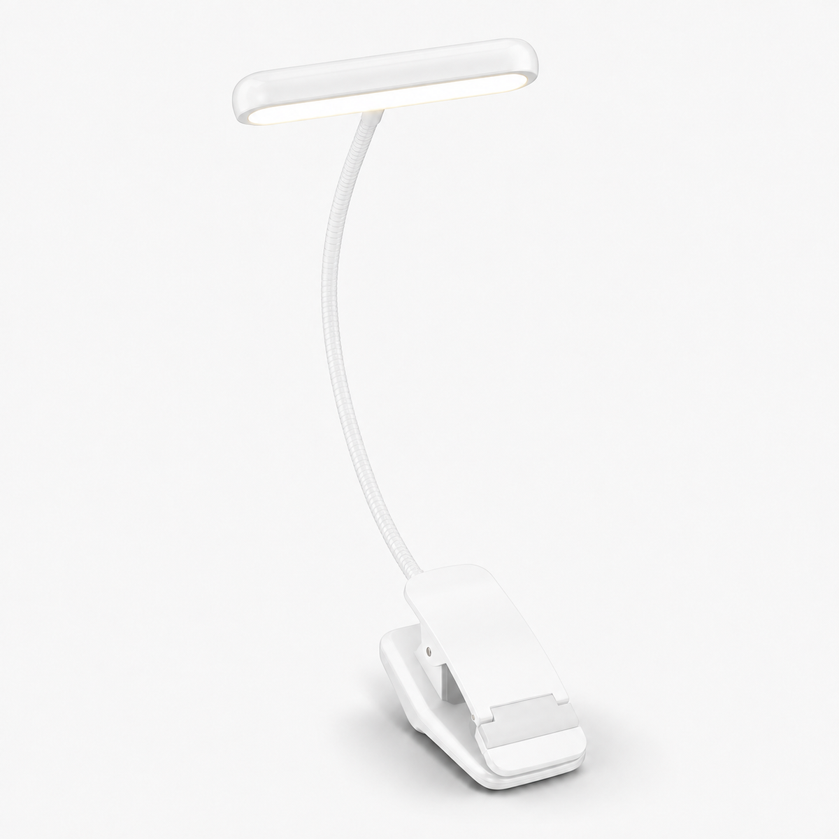 Luz de Lectura con Pinza LED Recargable USB, Cuello Flexible