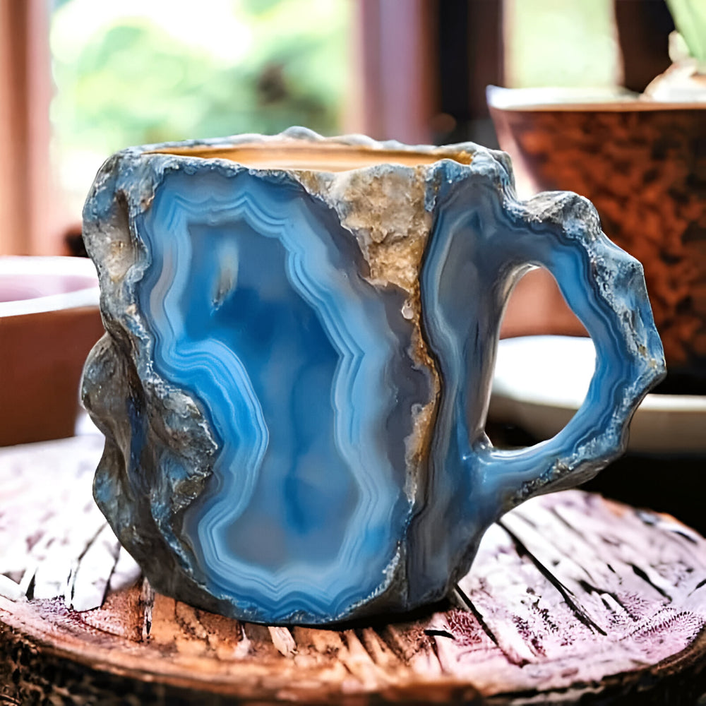 Taza de Café Decorativa Efecto Piedra de Cerámica Artesanal