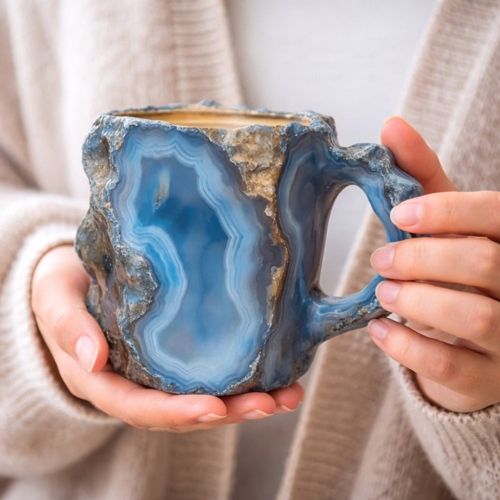 Taza de Café Decorativa Efecto Piedra de Cerámica Artesanal