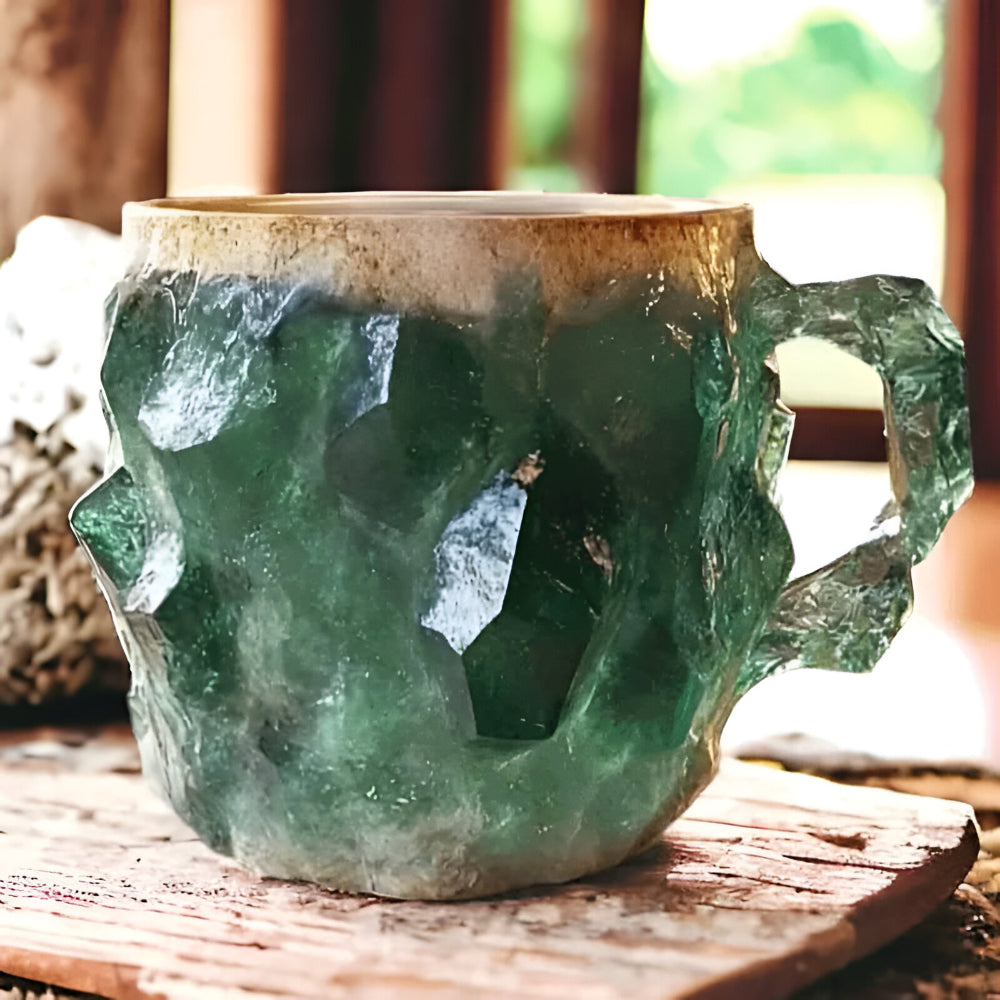 Taza de Café Decorativa Efecto Piedra de Cerámica Artesanal