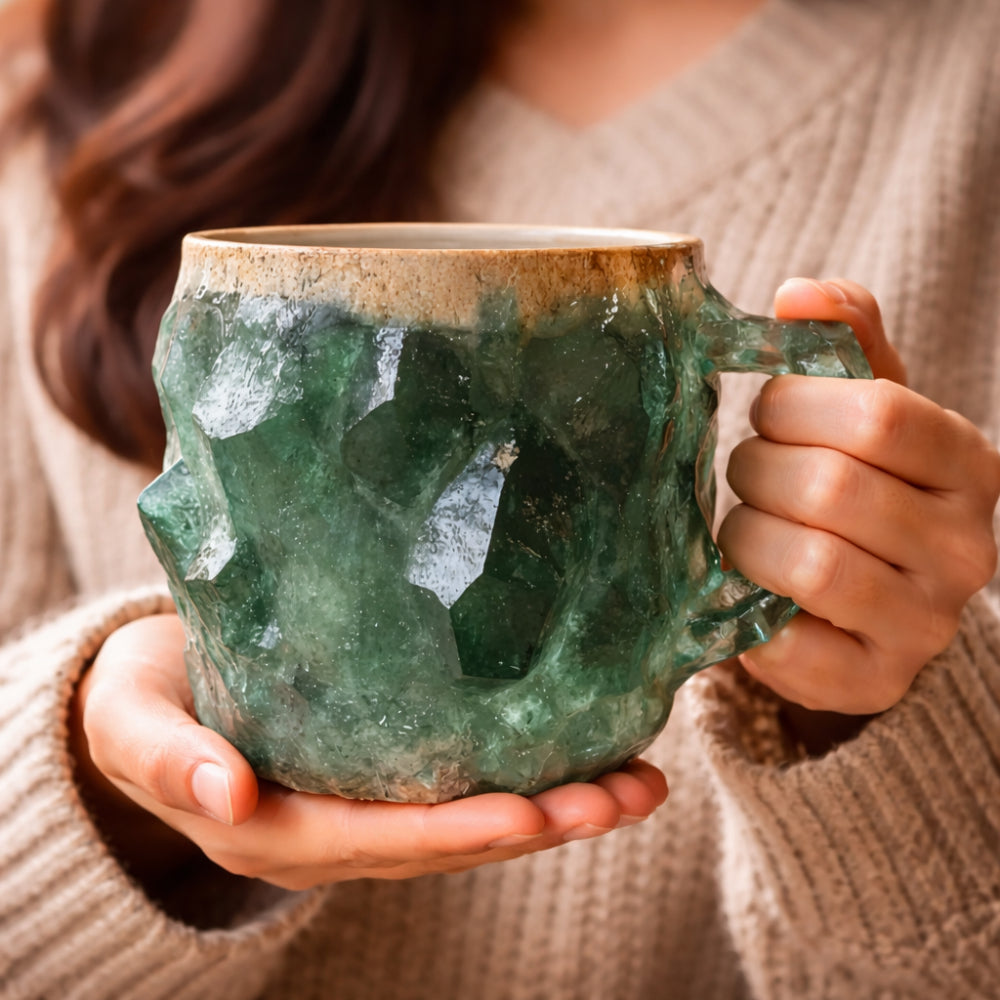 Taza de Café Decorativa Efecto Piedra de Cerámica Artesanal