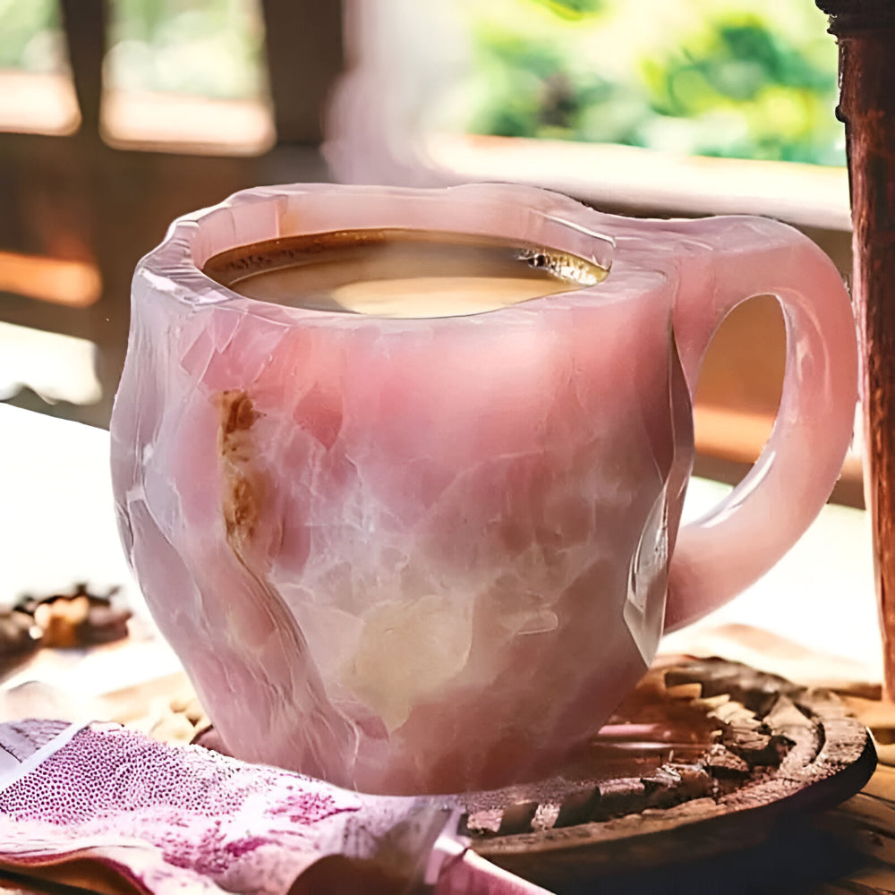 Taza de Café Decorativa Efecto Piedra de Cerámica Artesanal