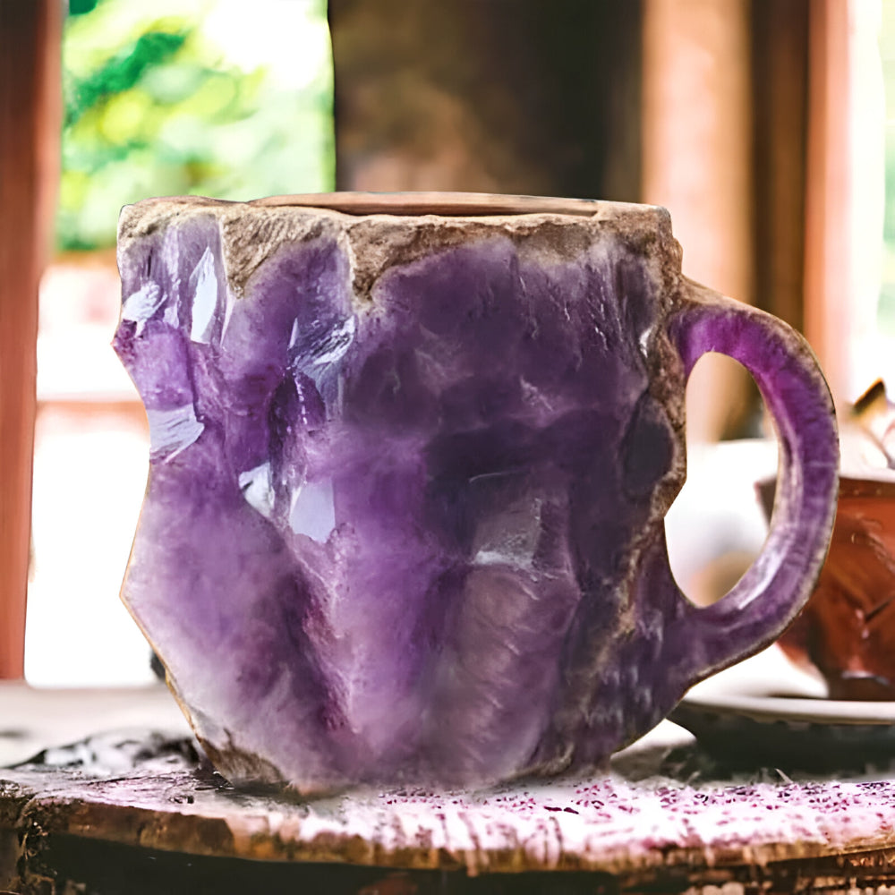 Taza de Café Decorativa Efecto Piedra de Cerámica Artesanal