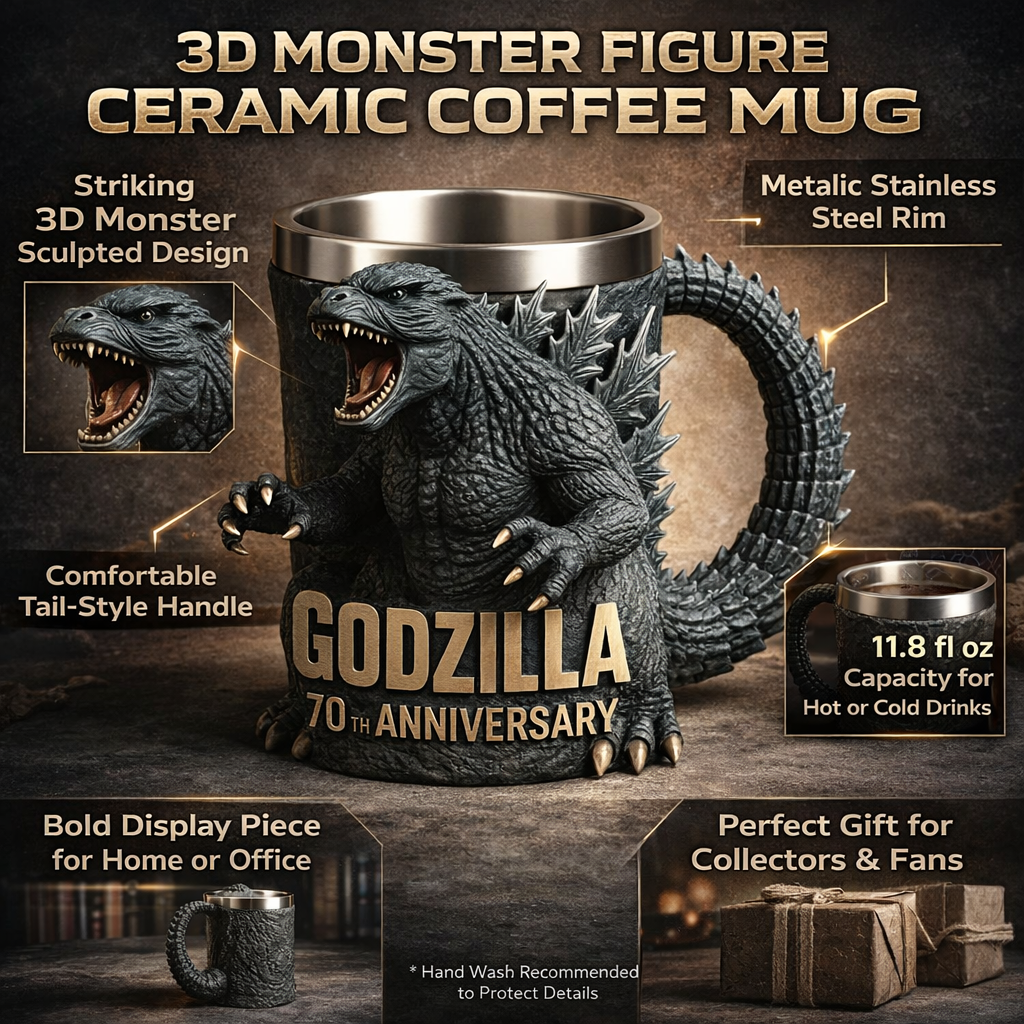 Taza de Café de Cerámica con Figura 3D de Monstruo Divertida