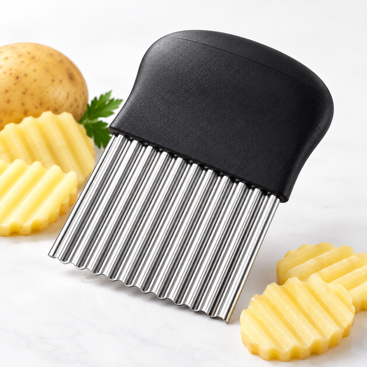 Cuchillo Ondulado Inoxidable para Patatas, Verduras y Queso
