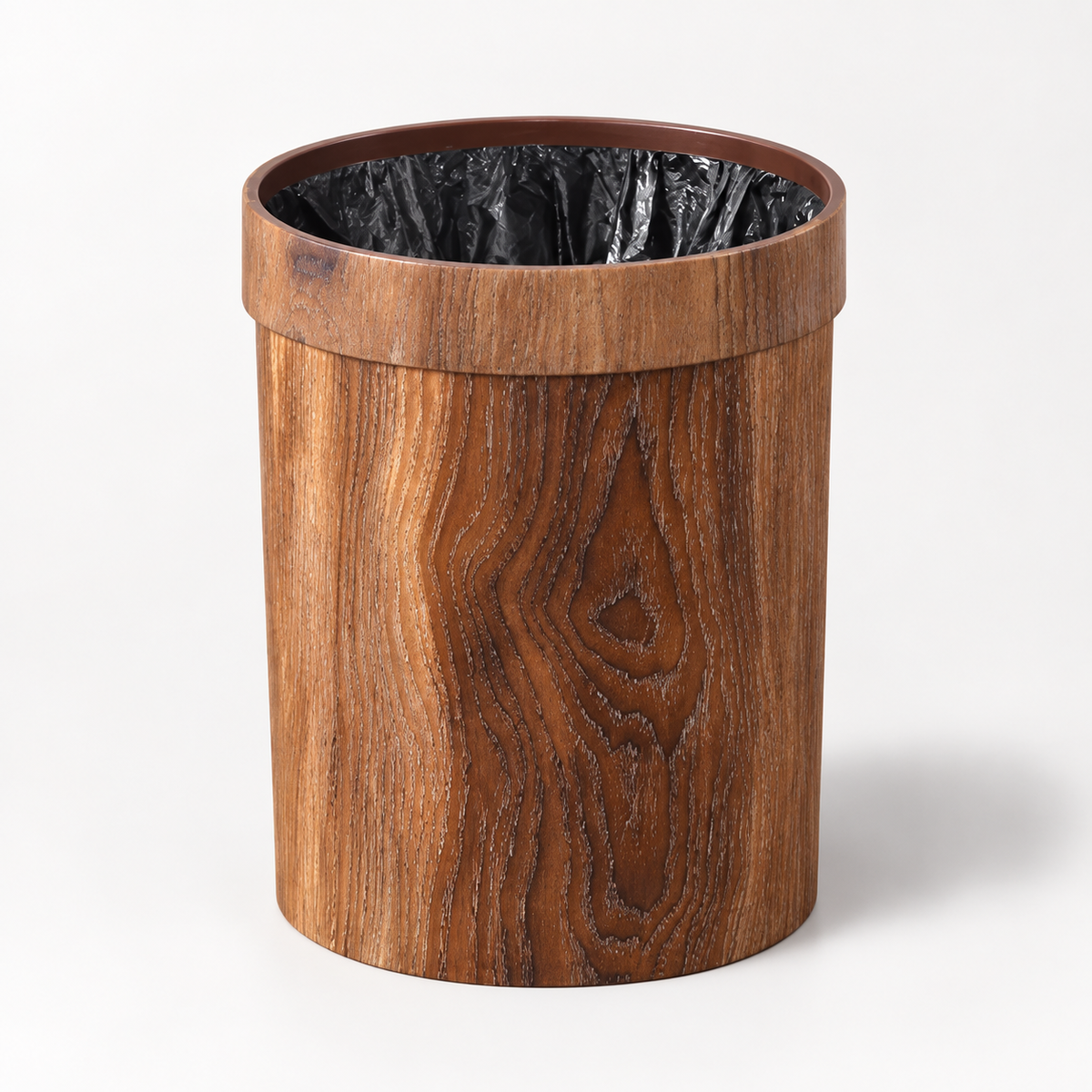 Cubo de Basura de Madera Compacto con Tapa, Estilo Minimal
