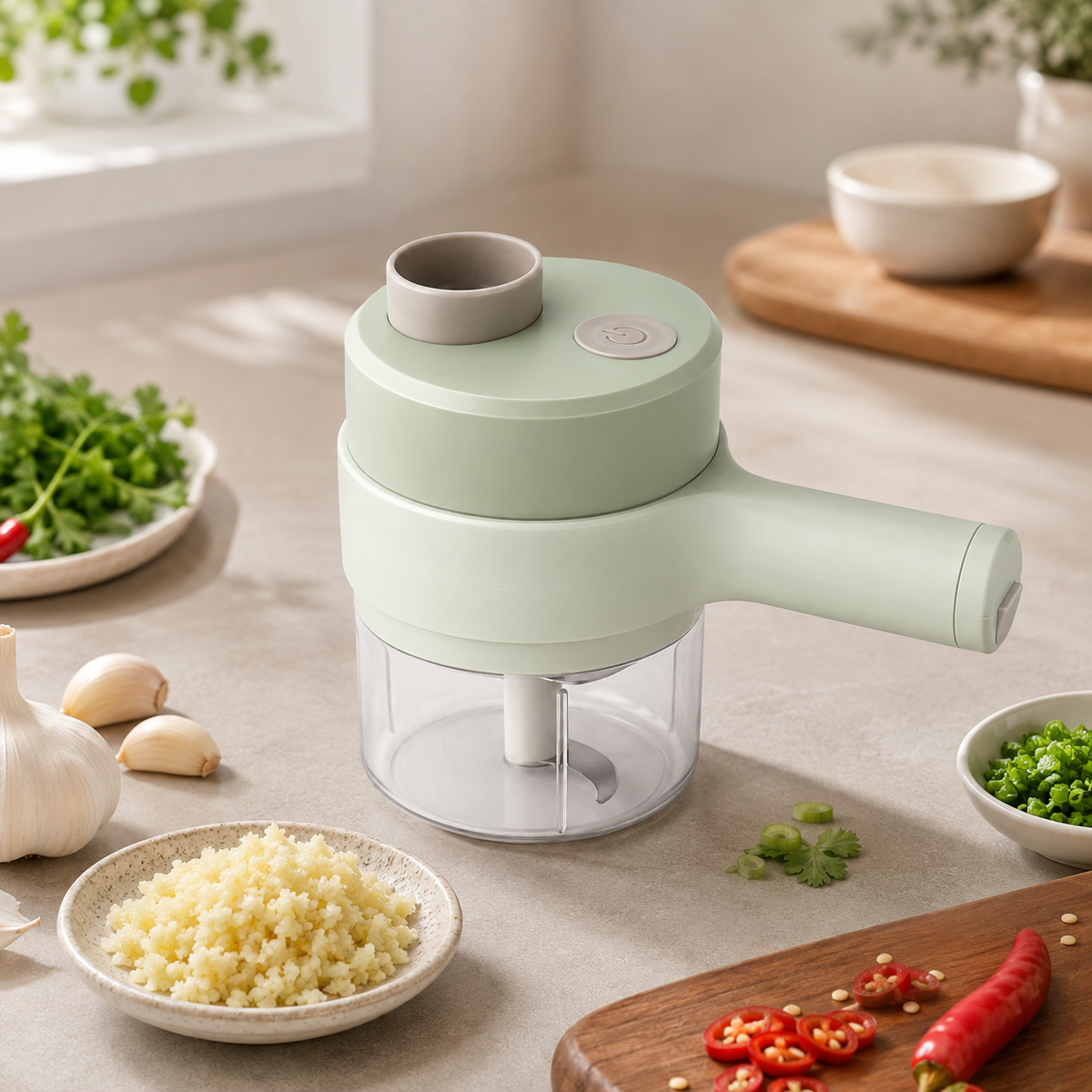 Cortador Eléctrico de Verduras Compacto Recargable, Picador