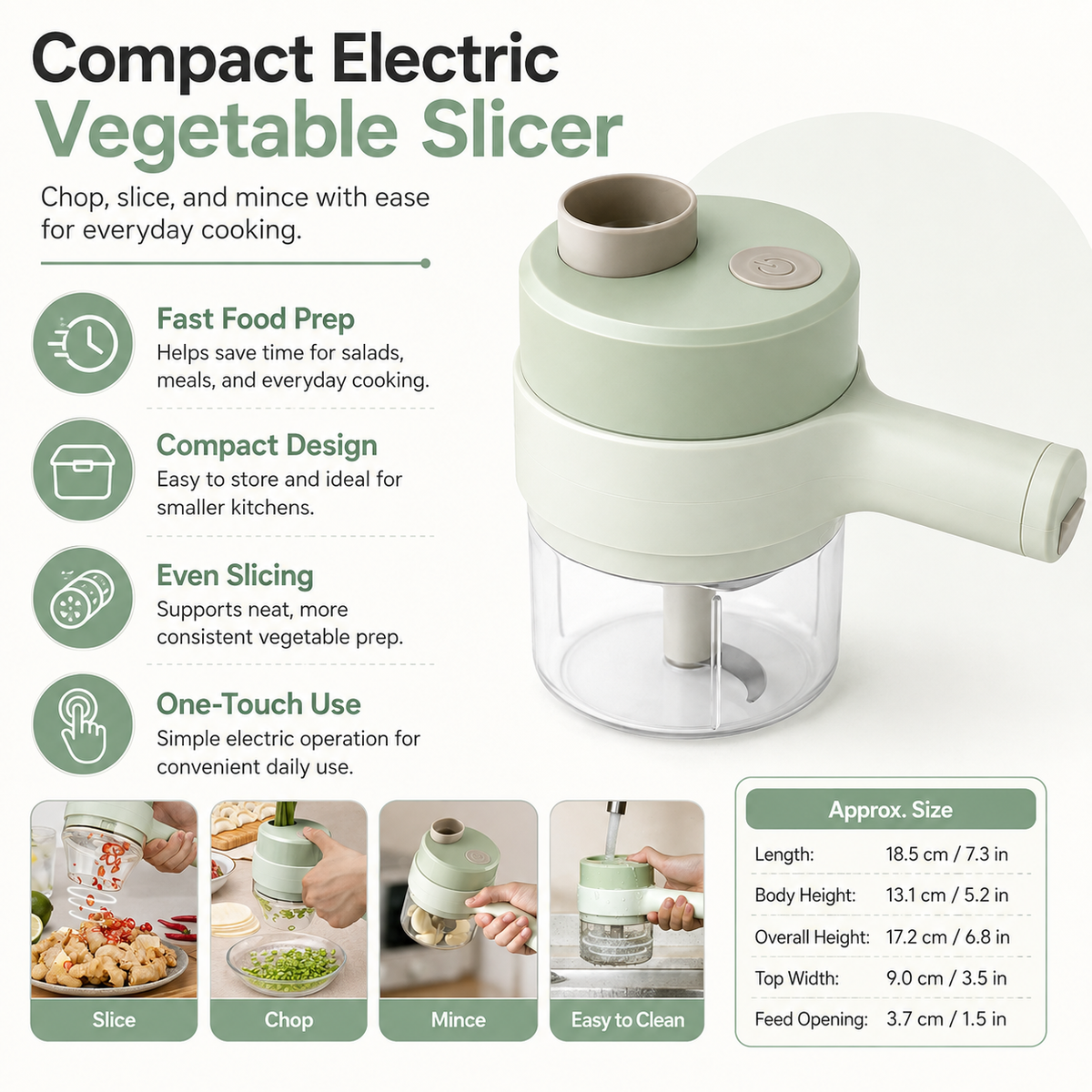 Cortador Eléctrico de Verduras Compacto Recargable, Picador
