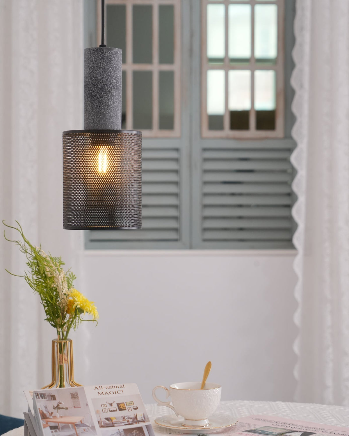 Lámpara Colgante de Hormigón Industrial LED, 6 Modelos