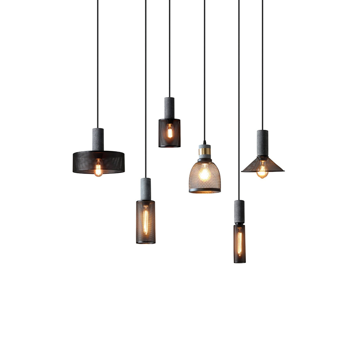 Lámpara Colgante de Hormigón Industrial LED, 6 Modelos