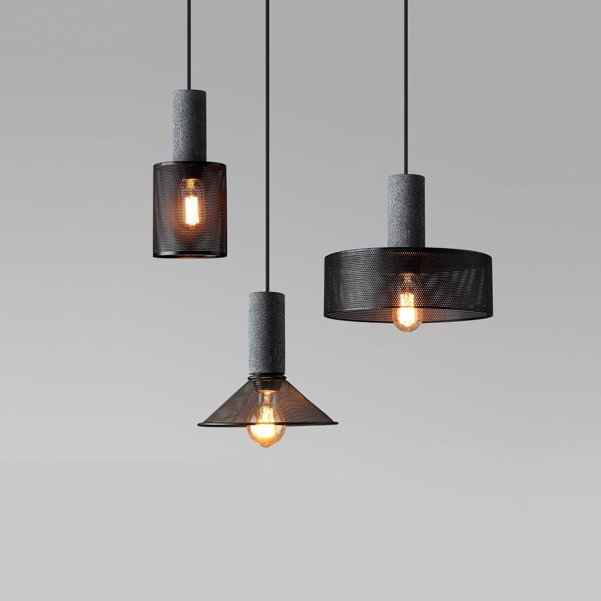 Lámpara Colgante de Hormigón Industrial LED, 6 Modelos