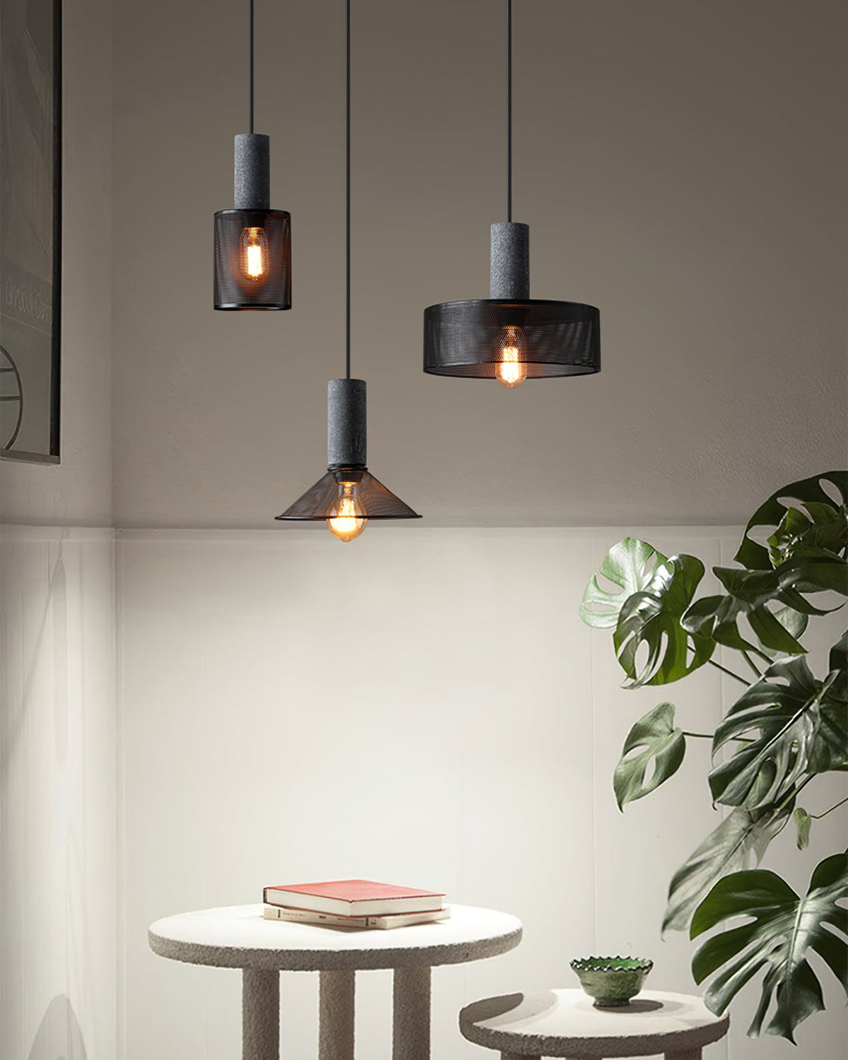 Lámpara Colgante de Hormigón Industrial LED, 6 Modelos