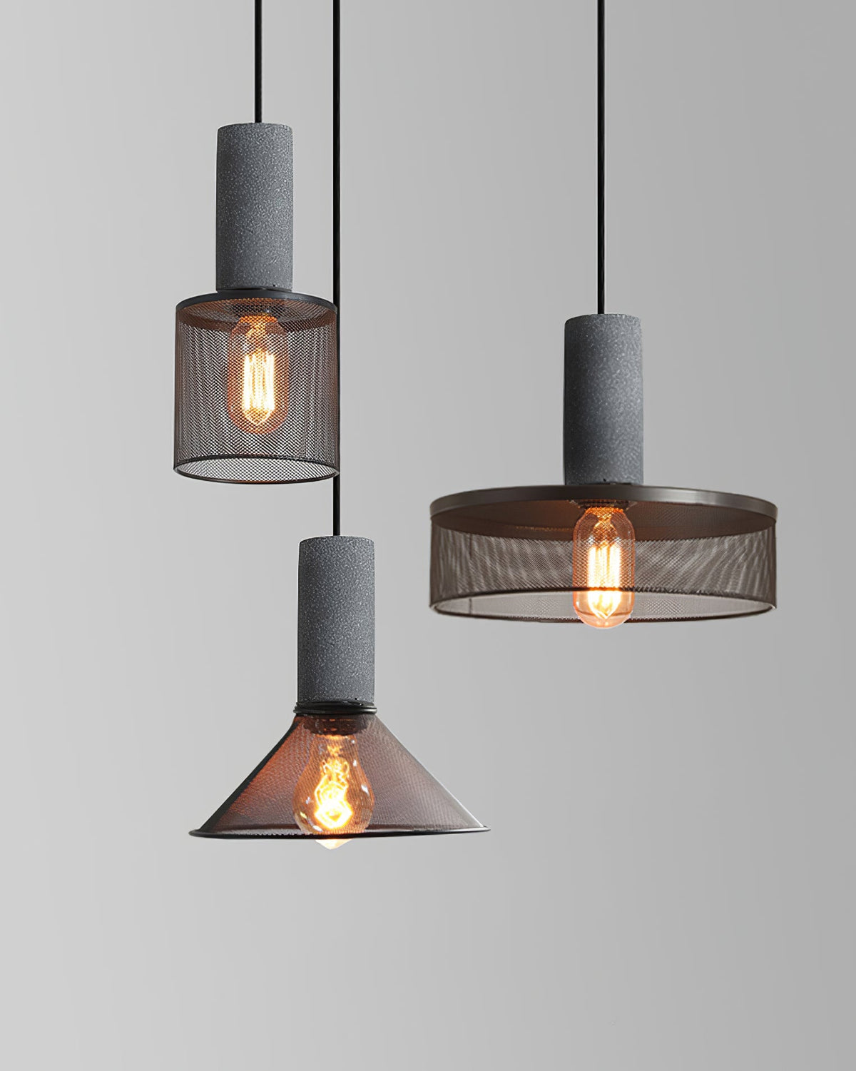 Lámpara Colgante de Hormigón Industrial LED, 6 Modelos