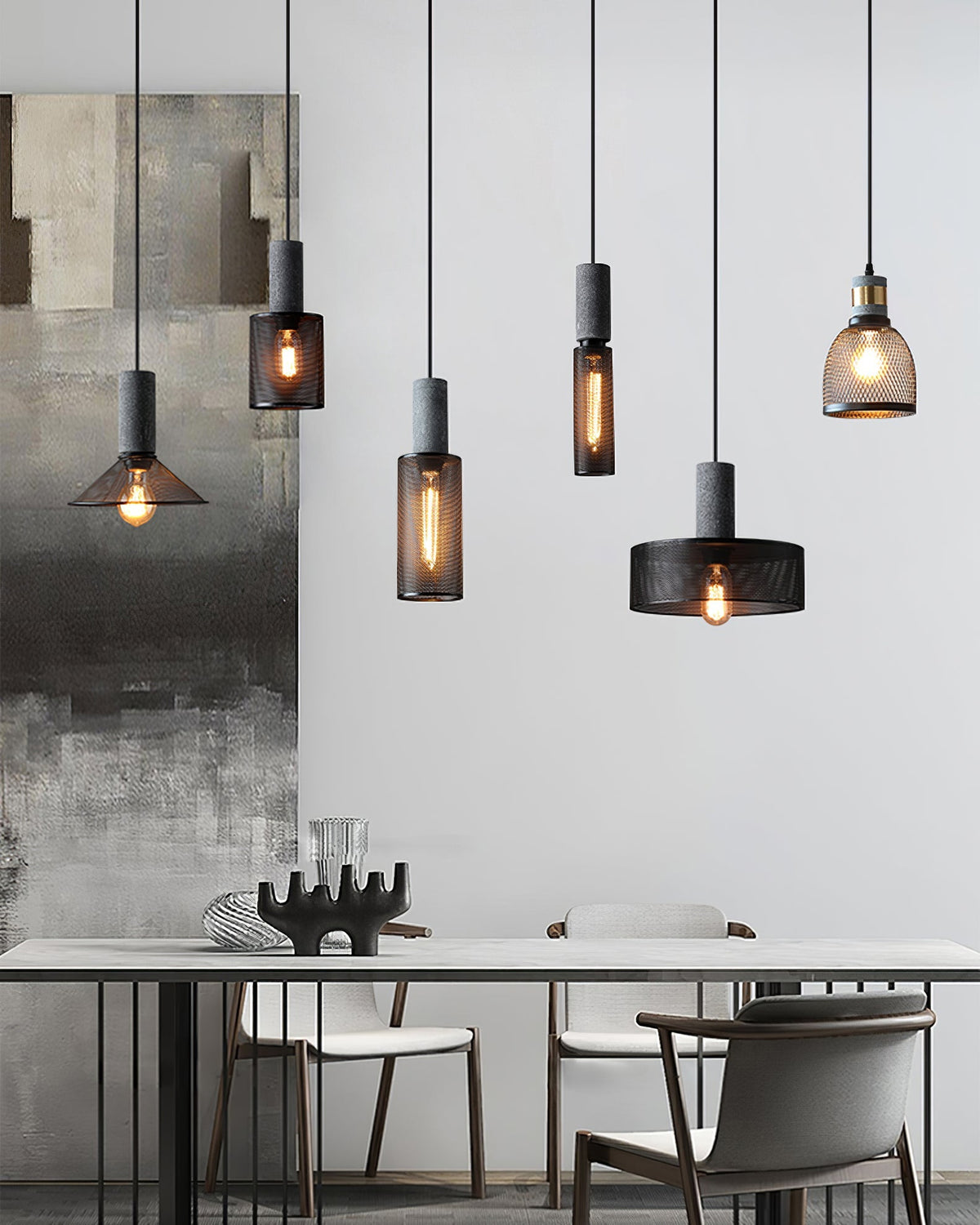 Lámpara Colgante de Hormigón Industrial LED, 6 Modelos