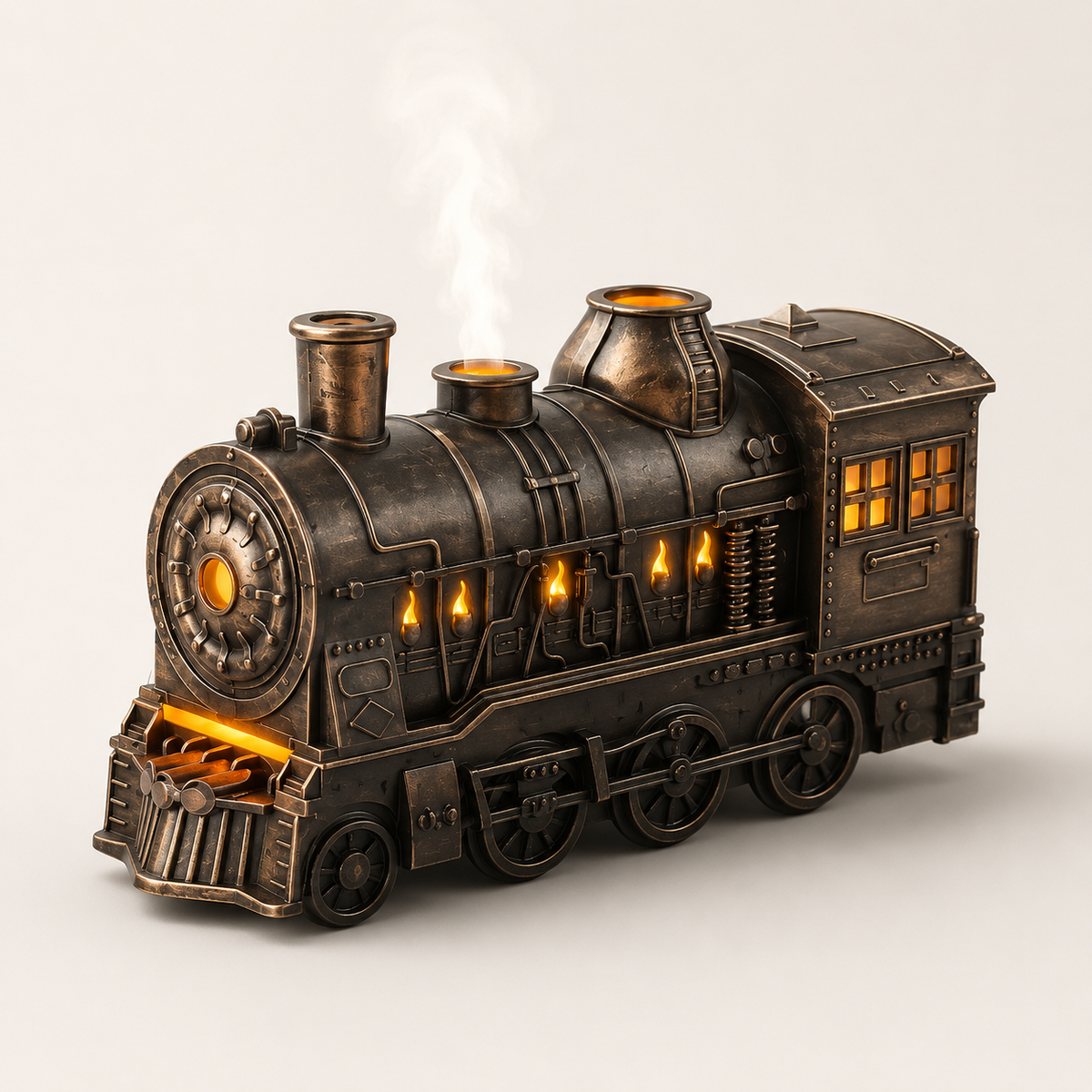 Humidificador Locomotora de Vapor Vintage con Bruma Continua