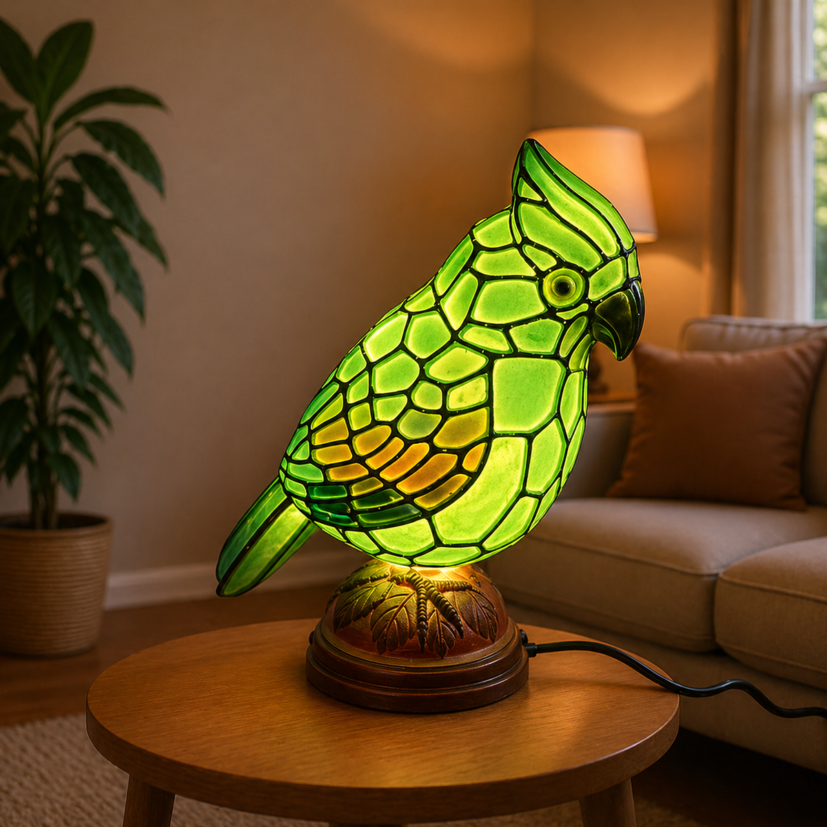 Lámpara de Mesa Pájaro de Cristal con Luz LED por USB