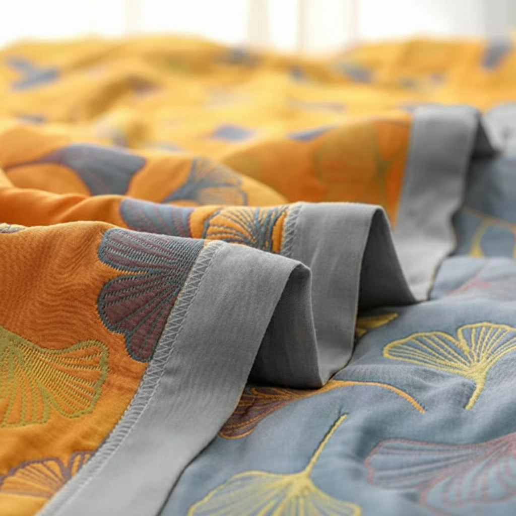 Manta Reversible con Estampado de Hojas Grande 230 x 250 cm