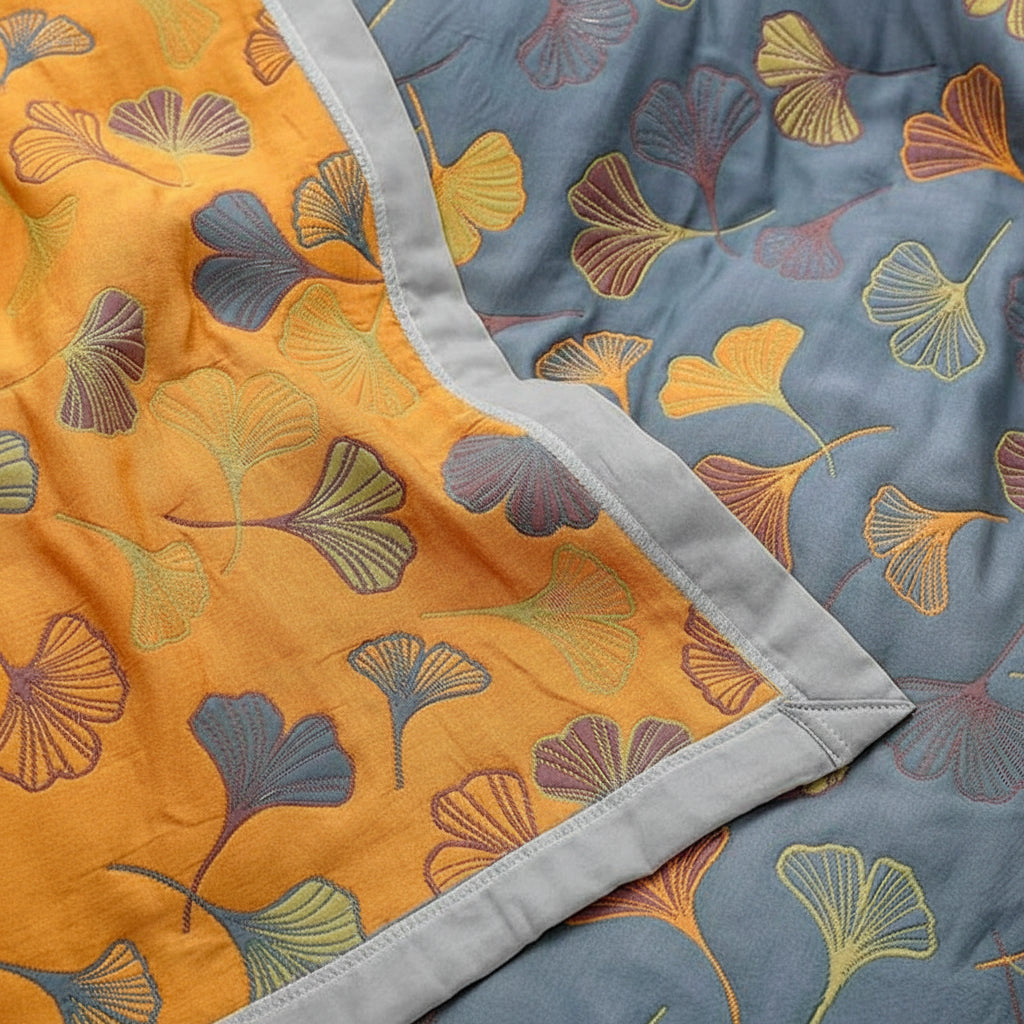Manta Reversible con Estampado de Hojas Grande 230 x 250 cm