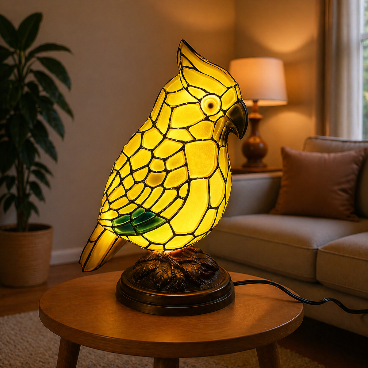 Lámpara de Mesa Pájaro de Cristal con Luz LED por USB