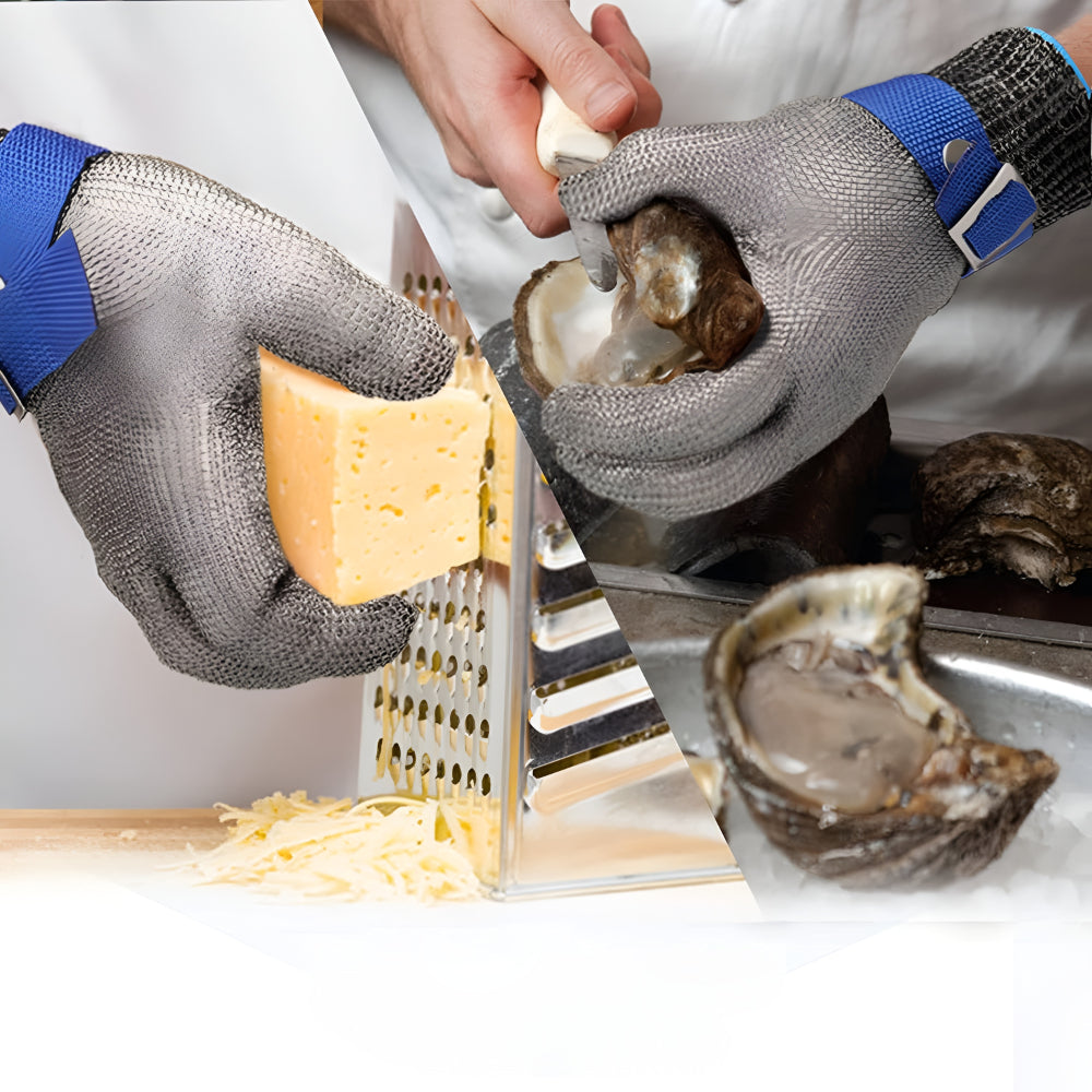 Guantes Anticorte de Malla Metálica para Cocina, Talla S-3XL