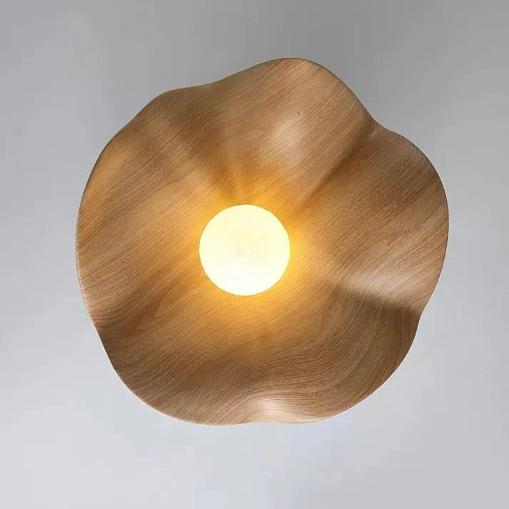 Lámpara de Techo Loto Escandinava de Madera, Resina y Hierro