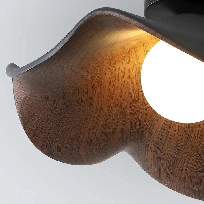 Lámpara de Techo Loto Escandinava de Madera, Resina y Hierro