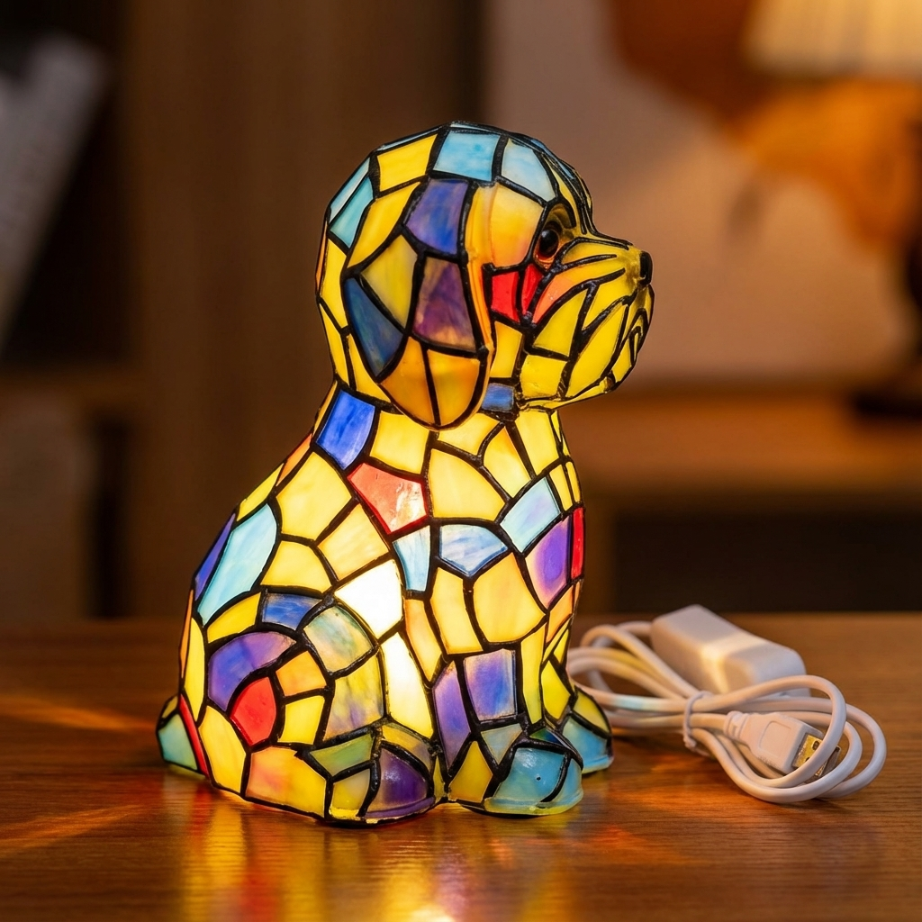 Lámpara de Mesa con Figura de Resina y Luz Ambiental Cálida