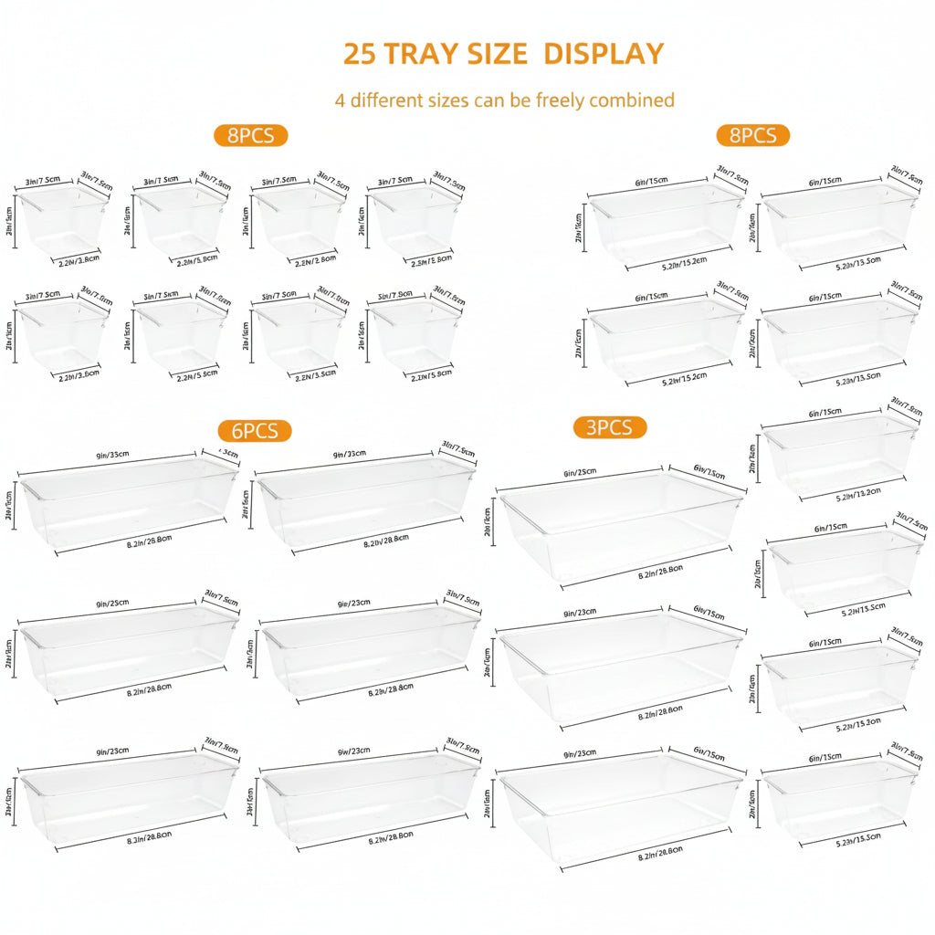 Set de Bandejas Organizadoras para Cajones de Cocina y Baño