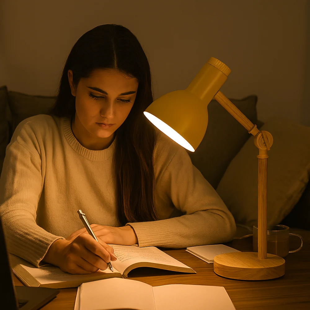 Lámpara de Escritorio de Madera Nórdica Ajustable LED