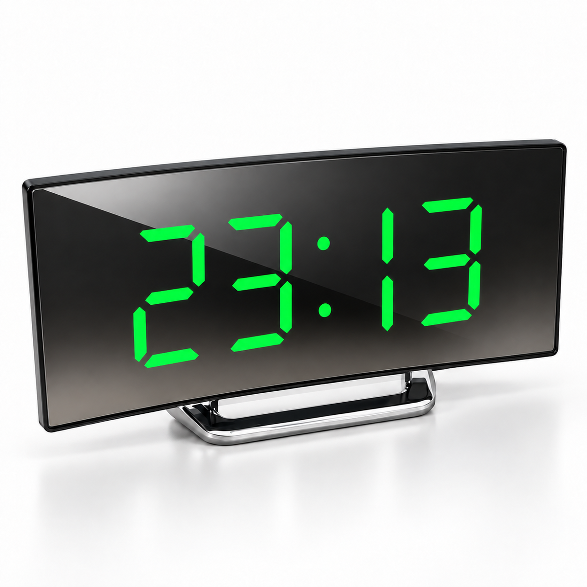 Reloj Despertador Digital con Pantalla Curva LED y Espejo