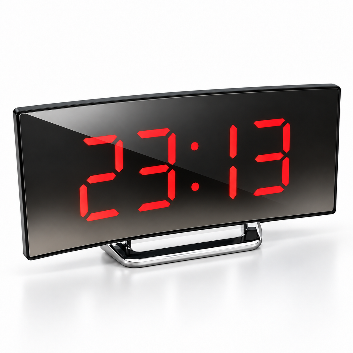 Reloj Despertador Digital con Pantalla Curva LED y Espejo
