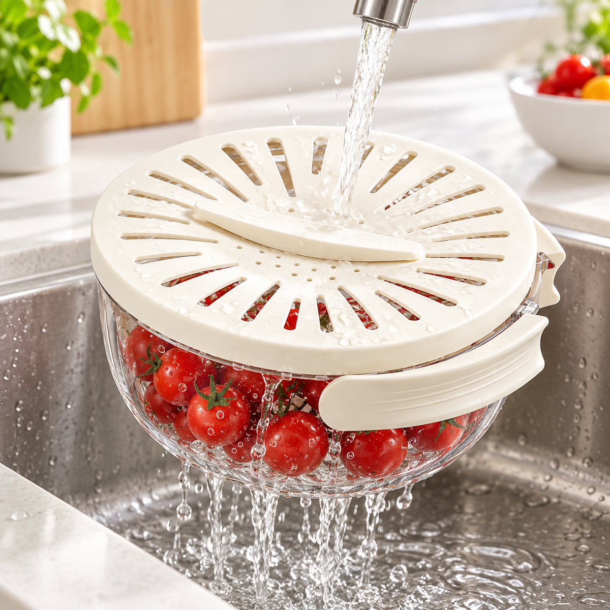 Escurridor de Cocina 2 en 1 con Cuenco para Frutas y Verdura